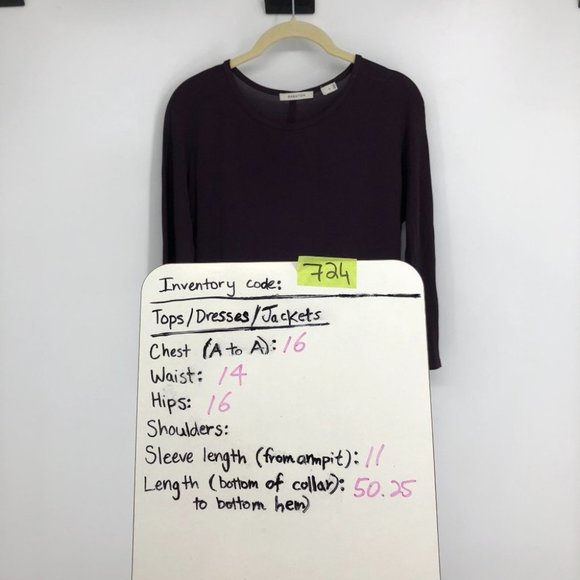 Aritzia Babaton Eggplant Purple 3/4 Sleeve Round / Scoop neck Maxi Dress size S - Picture 13 of 14